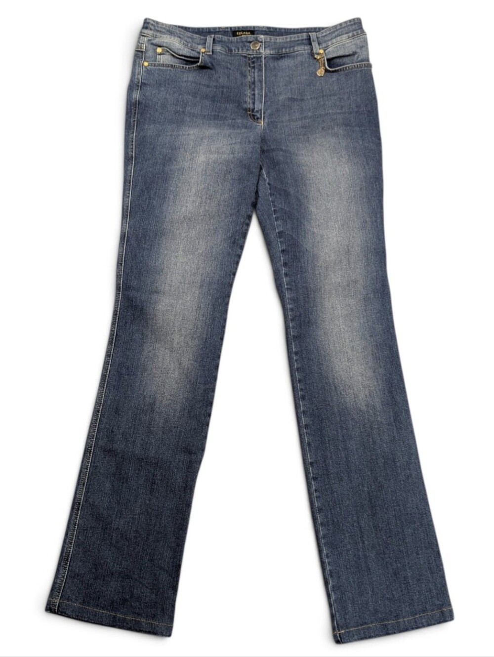 Escada Jeans Women's 44 / US 14 Tall Medium Blue Bootcut Stretch Denim Pants